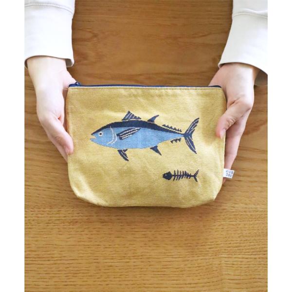 新商品 スクエアポーチ マグロ × ツナ缶 ゴブラン織り 酒の肴シリーズ ほろ酔い 個性的 送料20...