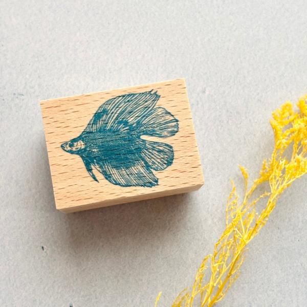 再入荷 ウッドマウントスタンプ BETTA ベタ 熱帯魚 nemunoki paper item 送...