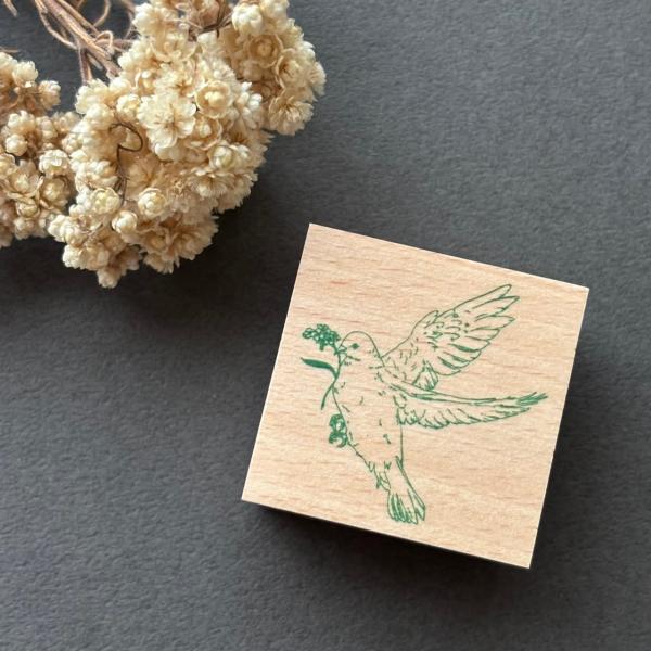 新商品 ウッドマウントスタンプ 勿忘草と白鳩 nemunoki paper item 送料200円 ...
