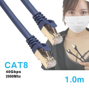 LANケーブル 1m CAT8 最大CAT7の4倍！カテゴリー8 40Gbps 2000MHz 超高速インターネットケーブル ギガビットアロー 送料無料