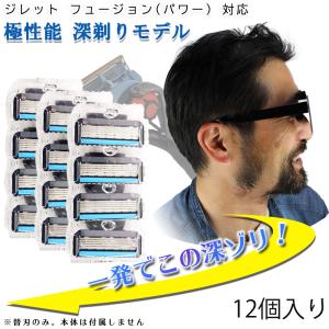 ジレット パワー フュージョン Gillette 替刃 PROモデル（深剃り） 髭剃り 電動 12個入 互換品 替え刃 5+1 フレックスボール カミソリ 送料無料｜aoderi