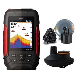 魚群探知機 ポータブル 魚探 日本語モデル ノヴァ ダブル振動子 2.8インチ液晶 200&125KHz ワイヤレス浮き振動子 ラッキー 正規品｜aoderi