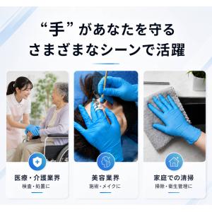 ニトリル手袋 青 使い捨て パウダーフリー 耐...の詳細画像3