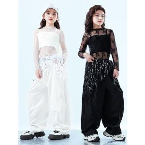 ダンス衣装 ガールズ ヒップホップ 衣装 白 ...の詳細画像2