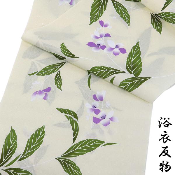 浴衣反物 レディース -45- No.4 小雨ドビー 綿100% 日本製 生成色・紫・松葉色/夾竹桃