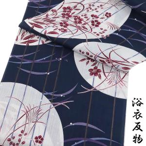 浴衣反物 レディース -10J- 茄子川染 伊勢型紙 注染 綿絽 綿100% 日本