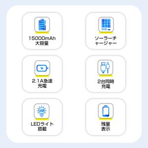 モバイルバッテリー ソーラーチャージャー 大容...の詳細画像2