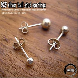 銀製品 シルバー ボールピアス 925 SILVER 2mm 3mm 3.5mm 4mm 5mm 6mm（片売り）シングルピアス 1-861｜aoime