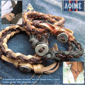 コンチョ 四つ編み インディアン デザイン ハンドメイド レザー