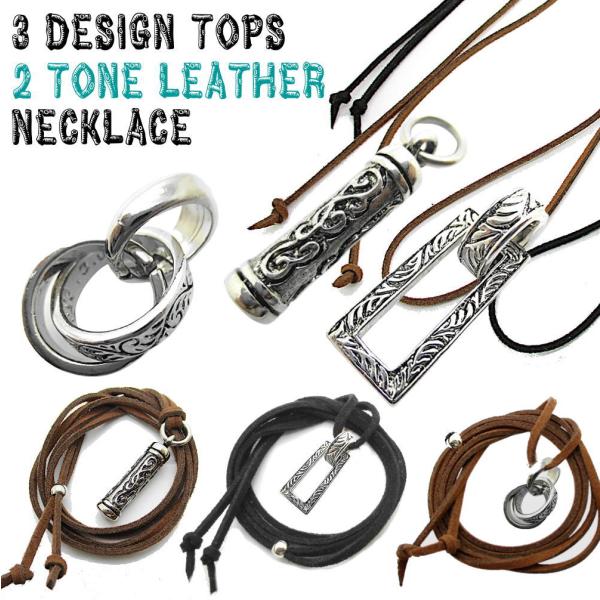 ネックレス ペンダント チョーカー フェイクレザー 人工皮革 トップ 唐草模様 アラベスク ツタ柄 ...