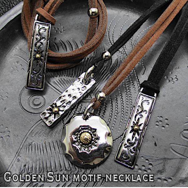メンズ ネックレス ペンダント チョーカー 人工皮革 レザー インディアンジュエリー モチーフ ゴー...