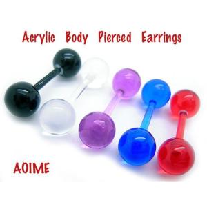 １６Ｇ ブラック クリア パープル ブルー レッド アクリル UV ストレートバーベルボディピアス bp566-567-568-569-645｜aoime