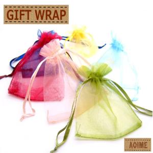 ラッピング 包装無地 オーガンジー 巾着袋 ポーチ プレゼント ラッピング用品 ギフト ジュエリー袋 小袋 gift4--