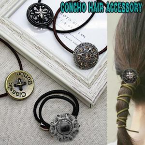 ヘアゴム クロス 十字架 百合の紋章 ロック シルバー ヘアアクセ Rock