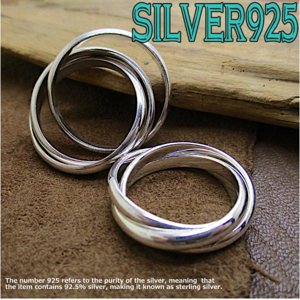 銀 指輪 シルバー 925 リング メンズ レディース 11〜21号 シンプル 3連リング プレーン...