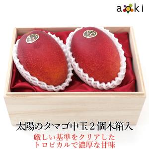 宮崎県産　太陽のタマゴ　2Lサイズ以上　2個　木箱入 太陽のタマゴ　2Lサイズ （クール便）｜青木フルーツ ヤフーショッピング店