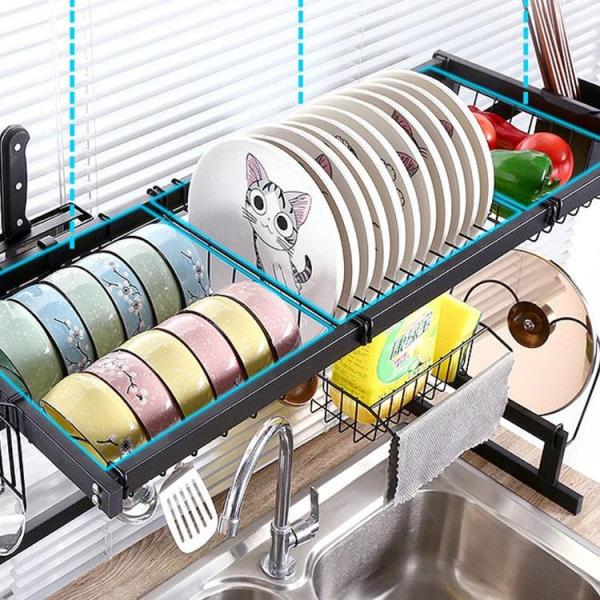 水切りラック 水切りかごシンク上 キッチン収納 収納ラック まな板スタンド付 皿立て 食器 洗い物 ...