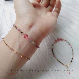 トルマリン ブレスレット 虹色七色厄除け 2.5mm華奢 繊細 S925 電気石