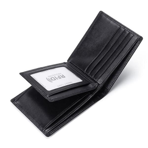 財布 メンズ 二つ折り スキミング防止 本革 大容量 高級感 2024  送料無料(ブラック)