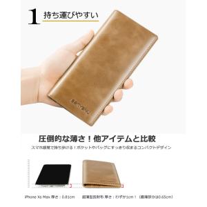 極薄1cm 軽量 本革 長財布 メンズ 超軽量...の詳細画像5