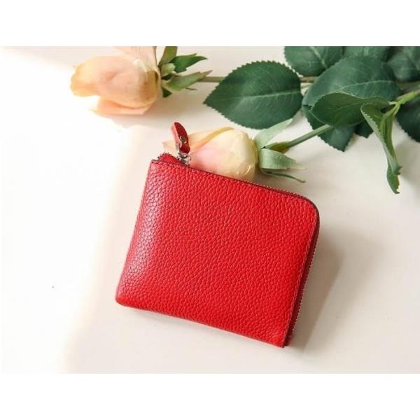 本革 ミニ財布 スキミング防止 二つ折り レディース プチプラ ギフト 開運 L字ファスナー クリス...