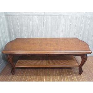 【中古】 カリモク センターテーブル ダークブラウン 幅130 karimoku ローテーブル ラタ...