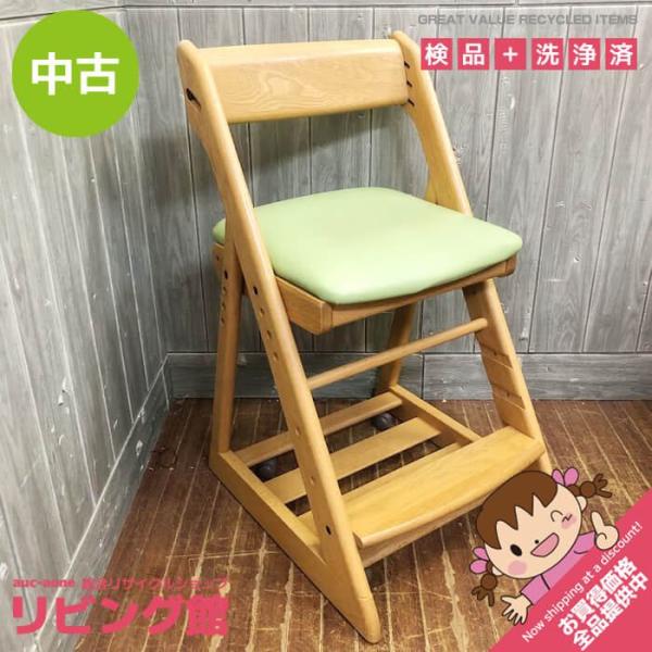 【中古】 カリモク デスクチェア ライムグリーン×ピュアオーク キャスター付き XT0901GS k...