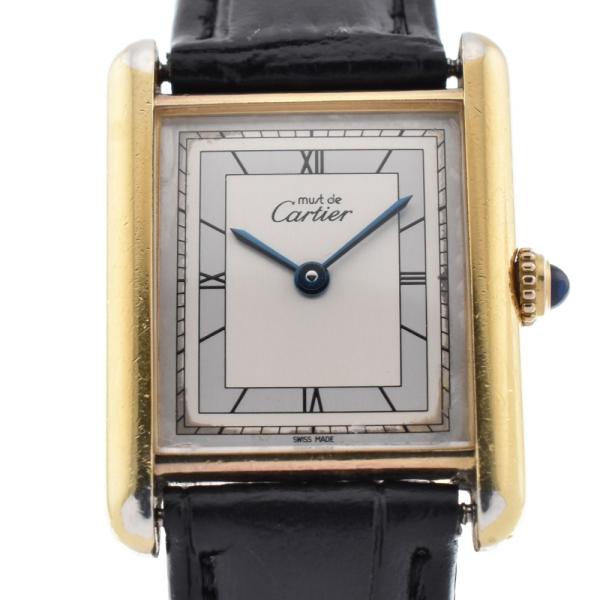 カルティエ CARTIER 681008 マストタンク ヴェルメイユ SV925(GP)/レザー ク...