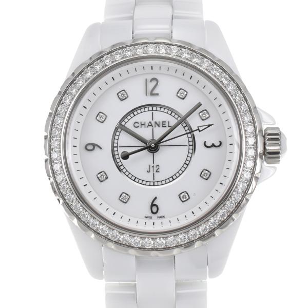 シャネル CHANEL H3110 J12 ダイヤモンド クォーツ レディース 美品 箱・保証書付き...