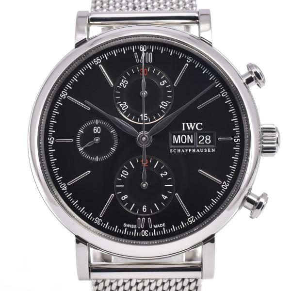 値下 IWC SCHAFFHAUSEN IW391016 ポートフィノ クロノグラフ ブラック 自動...