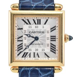 カルティエ CARTIER W1516956 タンクオビュ LM シルバー 手巻き メンズ 良品 腕時計 J#147669