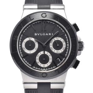 ブルガリ BVLGARI DG37SCCH ディアゴノ クロノグラフ デイト ブラック 自動巻き メンズ 良品 腕時計 Q#149101