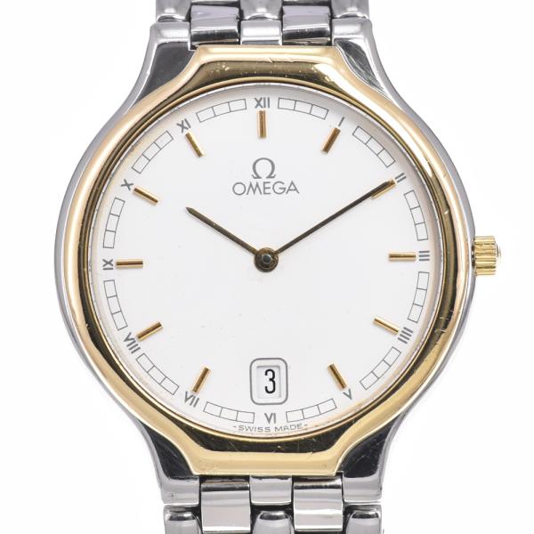 オメガ OMEGA デビル シンボル SS/K18YG ホワイト クォーツ メンズ 良品 腕時計 C...