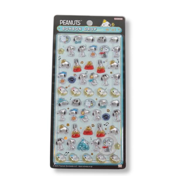 サンスター文具 ボンボンドロップシール ミニ スヌーピー ピーナッツ ぷくぷく 立体 水色