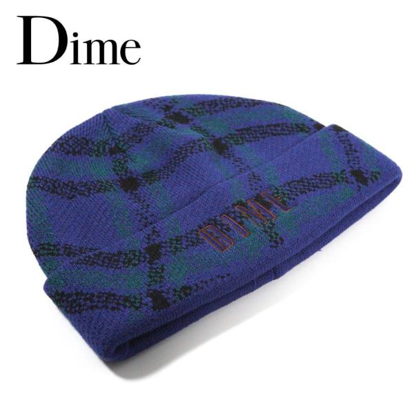 Dime CHECK BEANIE ダイム ブルーチェック ビーニー ニットキャップ ニット帽  ロ...
