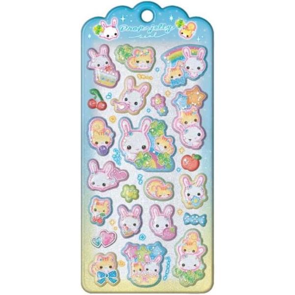 クラックス ドロップジェリーシール フワフワらびちゃん Y2K 平成レトロ ぷくぷく 立体 シール交...