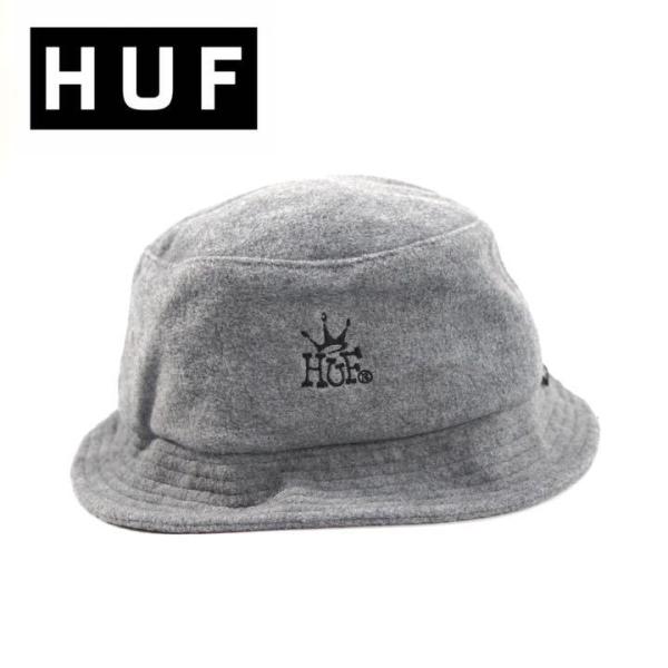 HUF CROWN POLAR FLEECE バケットハット フリース グレー ユニセックス 送料無...