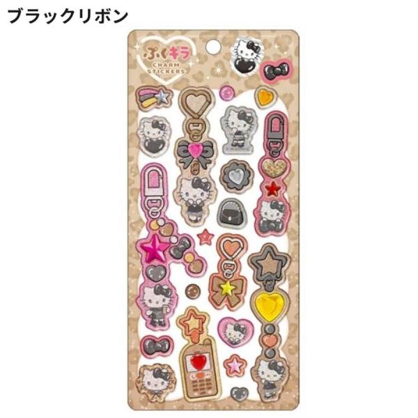 サンリオ ぷくキラチャームステッカー ブラックリボン ステッカー シール ミニ　キティ