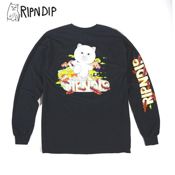 RIPNDIP Day Tripper ロングTシャツ ロンT 長袖 バックプリント 袖ロゴ リップ...