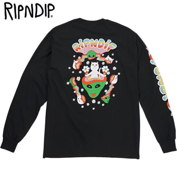 RIPNDIP In a Haze ロングTシャツ　ブラック　リップンディップ　袖ロゴ ロンT 長袖...