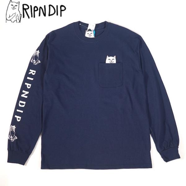 RIPNDIP Nermal ロングTシャツ ネイビー FUCK ロンT 長袖 リップンディップ ポ...