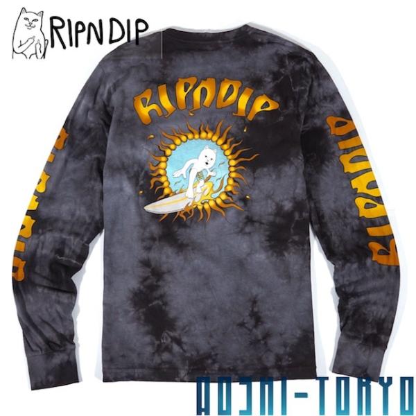 RIPNDIP Surf Up ロングTシャ ブラック リップンディップ タイダイ バックプリント ...