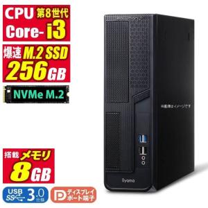 中古デスクトップパソコン Windows11 MicrosoftOffice2024 iiyama ISoDXi-S0B6 第8世代 Core i3 メモリ8GB NVMe M.2 SSD256GB USB3.0 DisplayPort DVI DVDマルチ