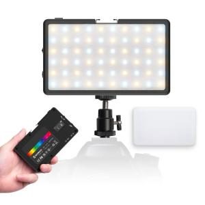 RGB撮影LEDライト, MOMAN ML8ARC 105個LED ソフトカバー付き ポケットサイズ 12種類照明エフェクト CRI 98+