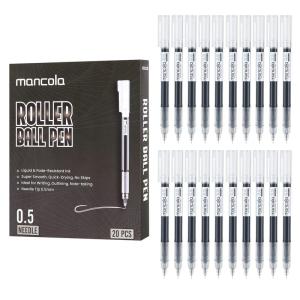 Mancola 20本 ローリングボールペン 速乾インク 0.5mm 極細ペン 液体インクペン ローラーボールペン 描画、スケッチ、書き込みの商品画像