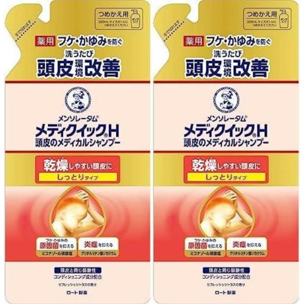 2セット ロート製薬 メンソレータム メディクイックH 頭皮のメディカルシャンプー しっとり つめか...