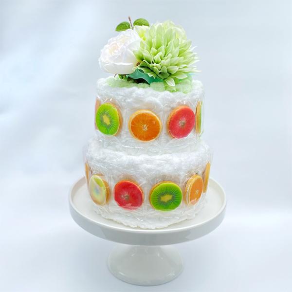 タオルケーキ2段 アイシングクッキー付き バスタオル&amp;フェイスタオル 今治タオル ギフトセット エコ...