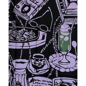 手ぬぐい「ブックカフェ/紫」(design　by　工房カモ)（喫茶店）【注染】