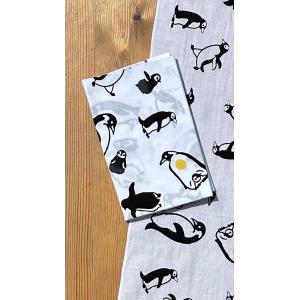 手ぬぐい「ペンギン/梨園染」(粋・小紋・パターン・水のいきもの・どうぶつ・鳥)