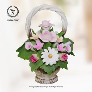 ナポレオン インテリア 置物 陶花 バラのバスケット イタリア